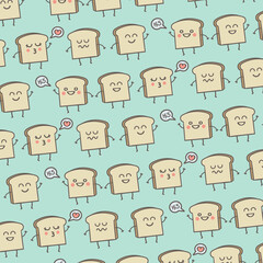 Pattern Cute Smile Toast Breakfast Background	