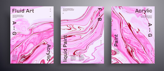 Abstract vector banner, set of modern design fluid art covers. Trendy background that can be used for design cover, invitation, presentation and etc. Pink and white unusual creative surface template