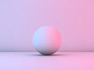 White sphere with soft shadow, 3d render