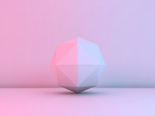 White low-poly object with with colorful illumination