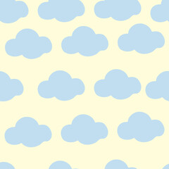 Seamless pattern of clouds. Vector. Decor element, children's illustration. Suitable for wrapping paper, cards, wallpaper or fabric.