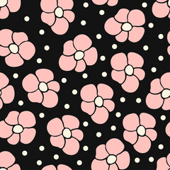 Seamless pattern. Flowers on a black background. Vector. Decor element. Suitable for covers, gift paper, cards