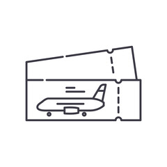 Boarding pass concept icon, linear isolated illustration, thin line vector, web design sign, outline concept symbol with editable stroke on white background.