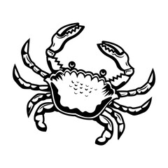 Retro sticker with sand crab vector illustration. Vintage crab for tattoo or promotional label for Hawaiian vacation. Hawaii and sea animals concept can be used for retro template, banner or poster