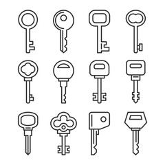 Retro and Modern Key Icons Set. Vector