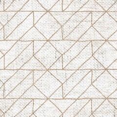 Seamless burlap with white paint pattern overlay. High quality illustration. Real burlap fabric texture with digital pattern on top for print in various surface design uses. Great for interiors.