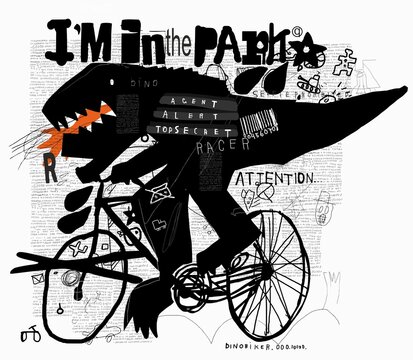 Symbolic image of a dinosaur that rides a bicycle