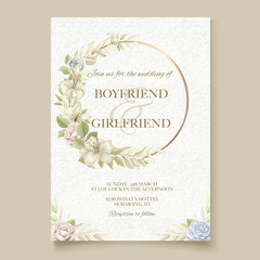 Floral wedding invitation and menu template