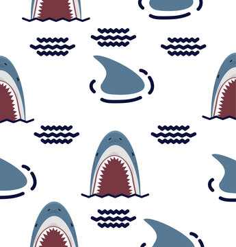 Shark  open mouth seamless pattern background