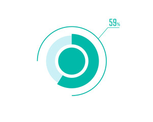 Circle Pie Chart showing 59 Percentage diagram infographic, UI, Web design. 59% Progress bar templates. Vector illustration