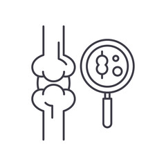 Bone densitometry test icon, linear isolated illustration, thin line vector, web design sign, outline concept symbol with editable stroke on white background.