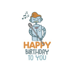 Robot Happy Birthday Card	