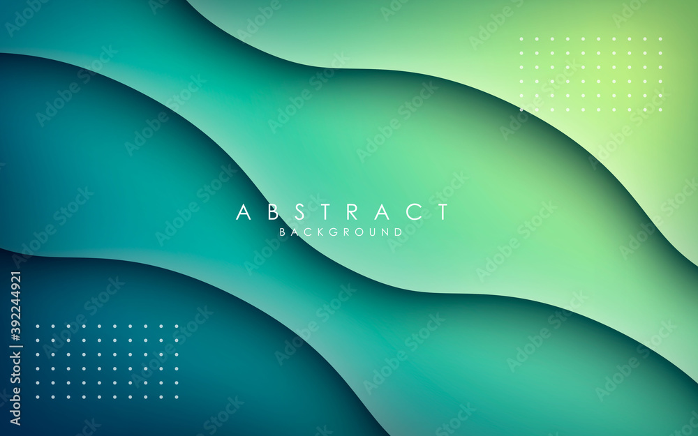 Poster wavy papercut layer blue and yellow gradient background