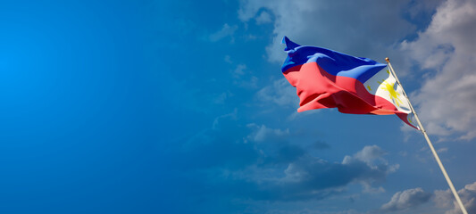 Beautiful national state flag of Philippines with blank space.