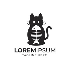 Cat with fish logo design inspiration