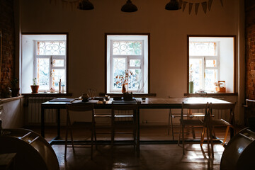 Creative workshop cozy pottery space filled with light