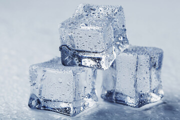 Blocks of Ice With water Drops close-up.