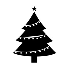 Fototapeta na wymiar silhouette of Christmas tree. isolated on white background