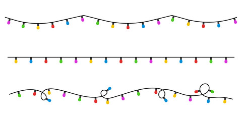 Christmas lights icon set background