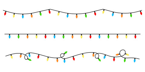 Christmas lights icon set background