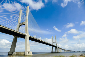 vasco da gama bridge in lisbon portugal, in Lisbon Capital City of Portugal