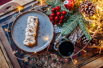 dessert and drink in christmas decoration