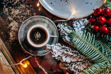 turkish coffee in christmas decoration