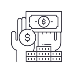 Budget concept icon, linear isolated illustration, thin line vector, web design sign, outline concept symbol with editable stroke on white background.