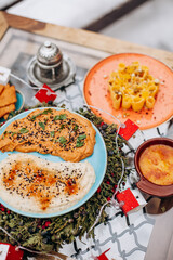 different dishes in christmas decoration