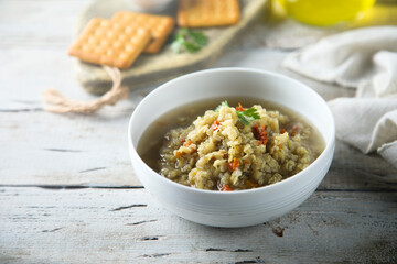 Homemade lentil soup with vegetables