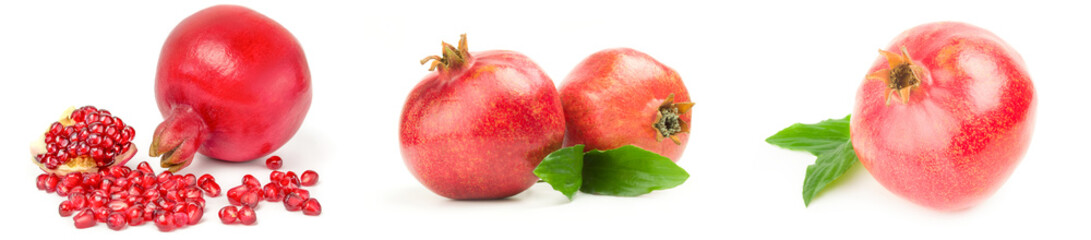 Fototapeta na wymiar Collage of pomegranates isolated on a white background with clipping path