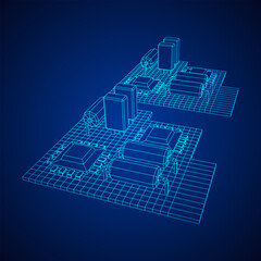 Circuit board. Electronic computer components motherboard.