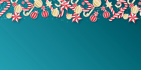 Christmas background, banner, frame, header, background or greeting card design. Vector Illustration