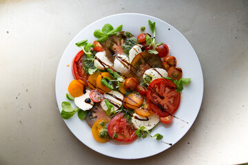 Italian Caprese salad top view