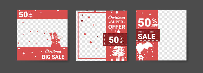 Social media post templates for digital marketing and sales promotion on christmas and new year. fashion advertising. Offer social media banners. vector photo frame mockup illustration