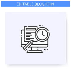 Regular blog post line icon.Content plan. Blogging and broadcasting. Content Management. Copywriting, freelance. Social media. Blogging and broadcasting. Isolated vector illustration.Editable stroke 