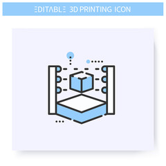 3d scanner line icon. Prototyping process. Prototype analyzing machine. Additive Manufacturing, fabber technology, prototyping industry. Isolated vector illustration. Editable stroke 