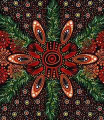 Bush leaves aboriginal art background