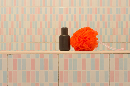 Pink Bathroom Background With Accessories