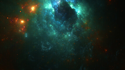 Fototapeta premium 3d effect - abstract space scene