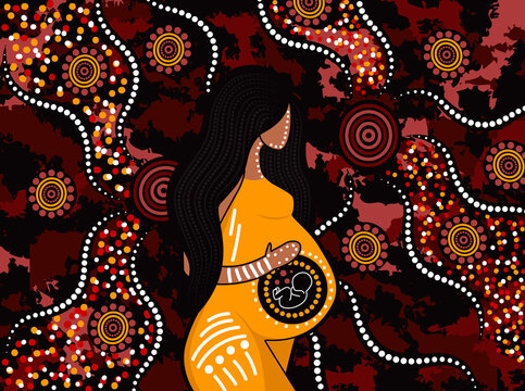 Pregnant women aboriginal art background