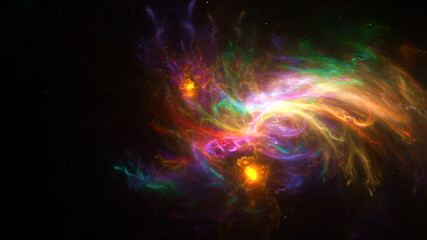 Obraz na płótnie Canvas 3d effect - abstract colorful nebula space scene