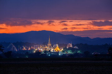 Naklejka premium Senset Time At Wat Ban Den, Mae Tang Chiangmai Thailand.