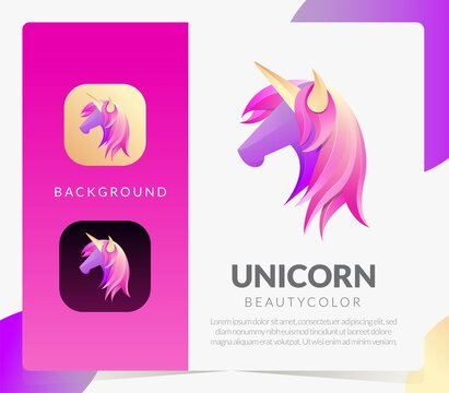 Illustration vector graphic of unicorn colorful logo design