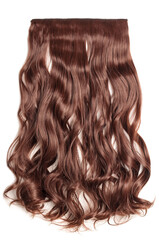 single piece clip in wavy claret synthetic human hair extensions 