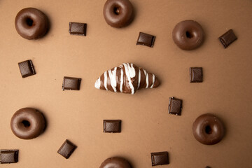 croissant and bagel with chocolate