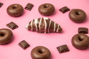 croissant and bagel with chocolate