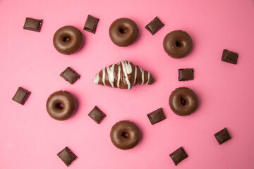 croissant and bagel with chocolate