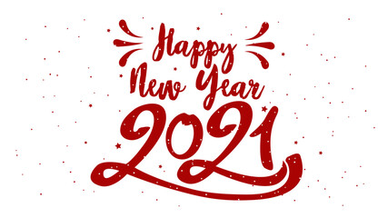 Happy Typographical 2021 New Year. Vector retro  Illustration With Lettering Composition And Burst. Holiday vintage festive label