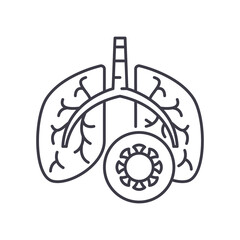 Bronchitis icon, linear isolated illustration, thin line vector, web design sign, outline concept symbol with editable stroke on white background.